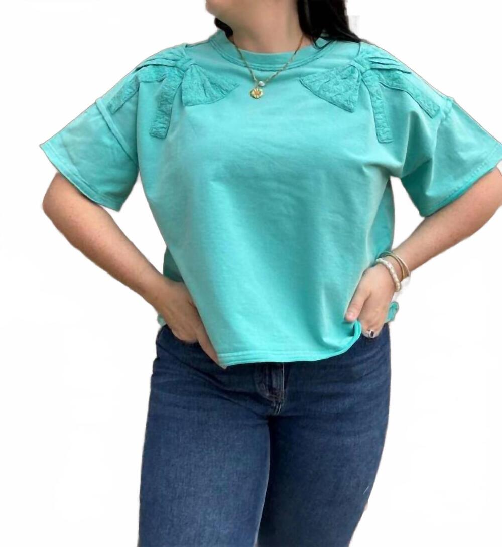 NEW ODDI shoulder bows top in teal